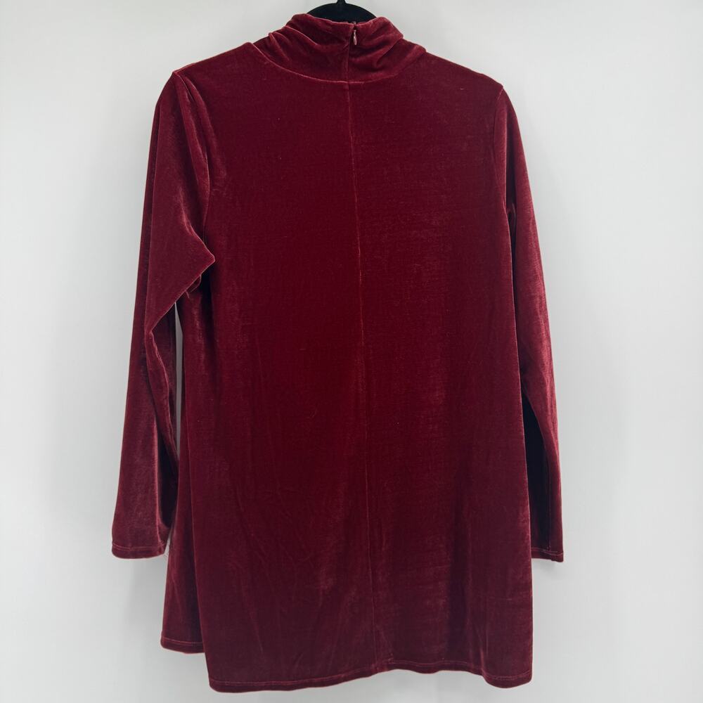 Soft Surroundings Velvet Turtleneck Tunic Blouse - Womens Size Medium - Burgundy - Picture 5 of 8